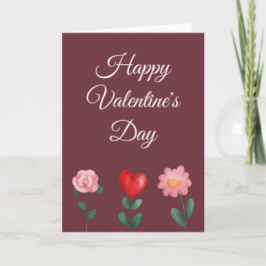 Happy Valentine's Day bloemen begraven een scriptk Kaart (Voorkant)