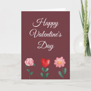 Happy Valentine's Day bloemen begraven een scriptk Kaart