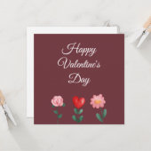 Happy Valentine's Day bloemen begraven een scriptk Kaart (Voorkant / Achterkant in situ)