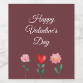 Happy Valentine's Day bloemen begraven een scriptk Wijn Etiket (Enkel label)