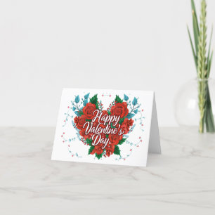 Happy Valentine's Day Bloemen Roos Hart Kaart