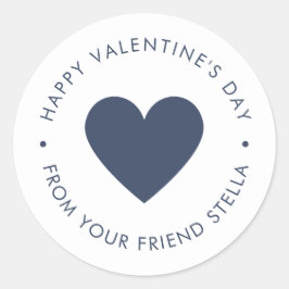 Happy Valentine's Day Blue Heart  Ronde Sticker