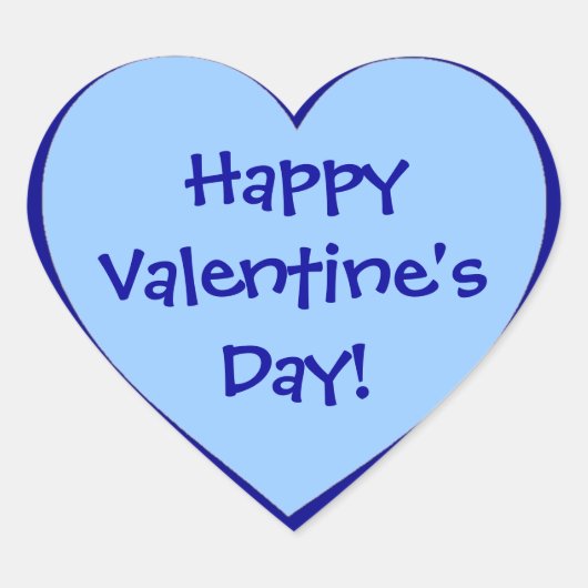 Happy Valentine's Day Blue-stickers met een blauw  Hart Sticker (Voorkant)