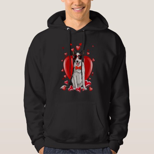 Happy Valentines Day Border Collie   Dog Hoodie (Voorkant)
