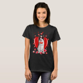 Happy Valentines Day Border Collie Dog T-shirt (Voorkant volledig)