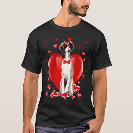 Happy Valentines Day Borzoi   Dog  V Day T-shirt (Voorkant)