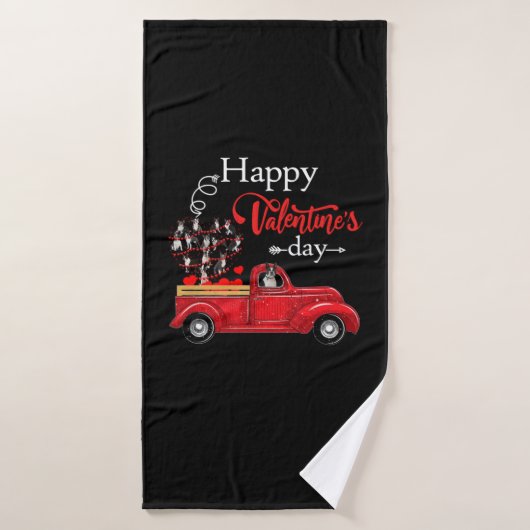 Happy Valentine's Day Boston Terrier Dog Badhanddoek (Badhanddoek)