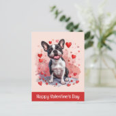 Happy Valentines Day Boston Terrier Dog Briefkaart (Staand voorkant)