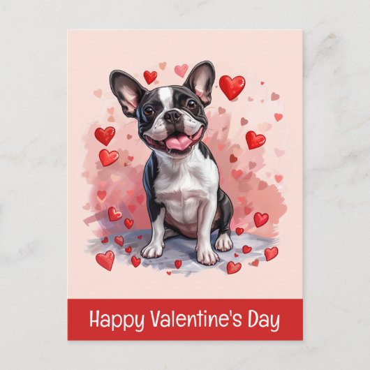 Happy Valentines Day Boston Terrier Dog Briefkaart (Voorkant)