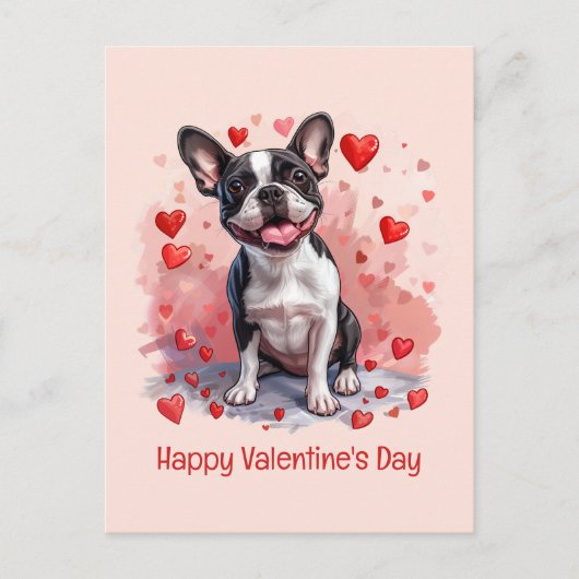 Happy Valentines Day Boston Terrier Dog Briefkaart (Voorkant)