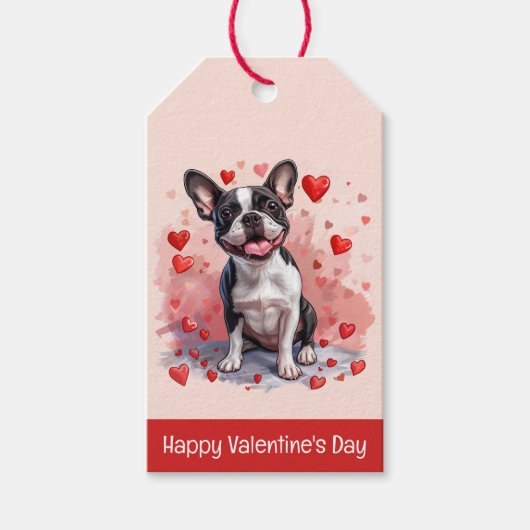 Happy Valentines Day Boston Terrier Dog Cadeaulabel (Voorkant)