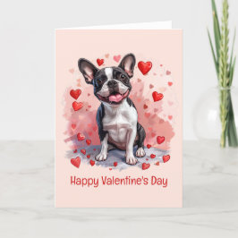 Happy Valentines Day Boston Terrier Dog Feestdagen Kaart