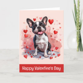 Happy Valentines Day Boston Terrier Dog Feestdagen Kaart