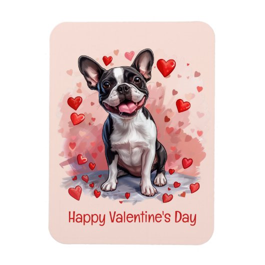 Happy Valentines Day Boston Terrier Dog Magneet (Verticaal)
