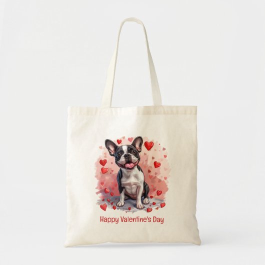 Happy Valentines Day Boston Terrier Dog Tote Bag (Voorkant)