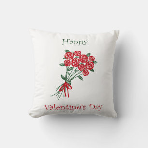 Happy Valentines Day Bouquet van Rode Bloemen Kussen
