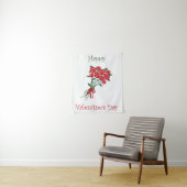 Happy Valentines Day Bouquet van Rode Bloemen Wandkleed (In situ)