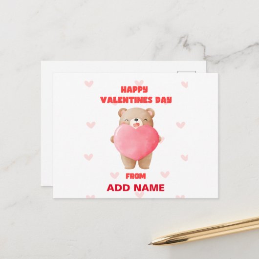 Happy Valentines Day Briefkaart (Voorkant / Achterkant in situ)