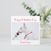 Happy Valentine's Day Bull Terrier with a Rose Kaart (Staand voorkant)