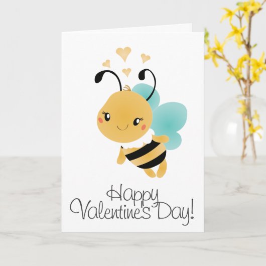 Happy Valentines Day Bumblebee Yellow Black Kaart (Gele Bloem)