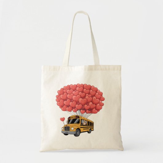 Happy Valentine's Day Bus with Owl Tote Bag (Voorkant)