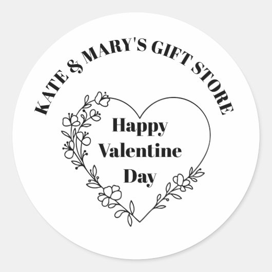 Happy Valentine's Day Business Name  Ronde Sticker (Voorkant)