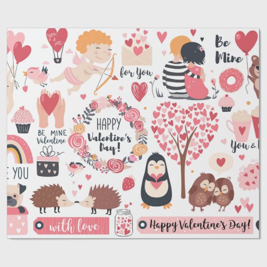 Happy Valentine's Day Cadeaupapier (Vlak)