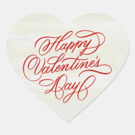 Happy Valentines Day Calligraphy  Hart Sticker