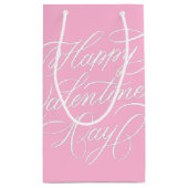 Happy Valentines Day Calligraphy Pink Klein Cadeauzakje (Achterkant)