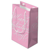 Happy Valentines Day Calligraphy Pink Klein Cadeauzakje (Achterkant Gekanteld)
