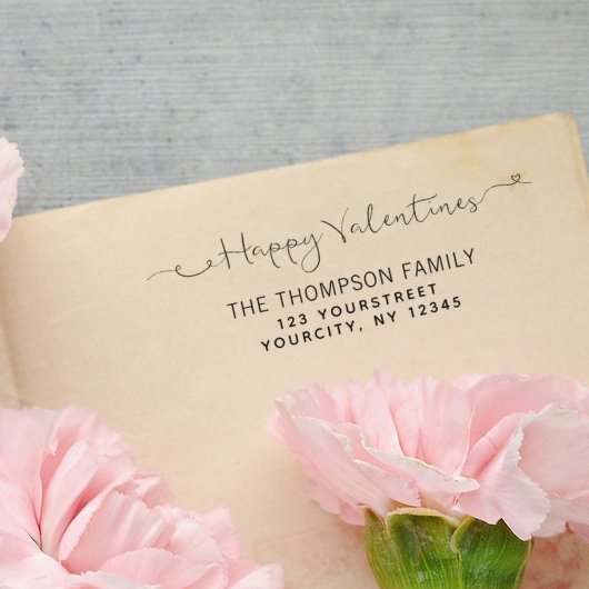 Happy Valentines Day Calligraphy Retouradres Zelfinktende Stempel