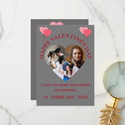 Happy Valentine's Day Card Bedankkaart (Voorkant / Achterkant in situ)