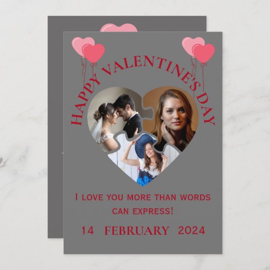 Happy Valentine's Day Card Bedankkaart (Voorkant / Achterkant)