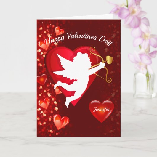 Happy Valentine's Day Card Personalize Name Kaart (Orchidee)