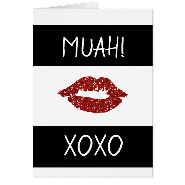Happy Valentine's Day Card Red Lips Kiss Muah (Voorkant)