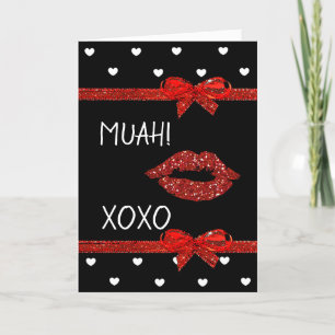 Happy Valentine's Day Card Red Lips Kiss Muah Feestdagen Kaart