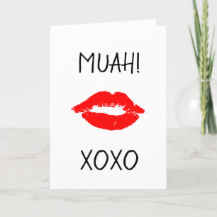 Happy Valentine's Day Card Red Lips Kiss Muah Feestdagen Kaart