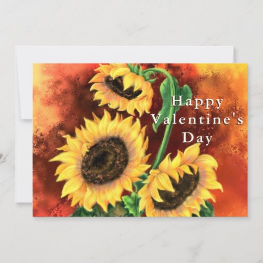 Happy Valentine's Day Card - Three Sunflowers (Voorkant)
