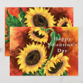 Happy Valentine's Day Card - Three Sunflowers (Voorkant / Achterkant)
