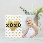 Happy Valentine's Day Card with Gold Hearts Feestdagenkaart (Staand voorkant)