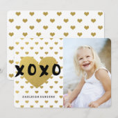 Happy Valentine's Day Card with Gold Hearts Feestdagenkaart (Voorkant / Achterkant)