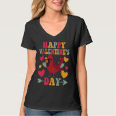 Happy Valentines Day Cardinal Heart Love Groovy T-shirt (Voorkant)