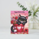 Happy Valentine's Day Cat briefkaart (Staand voorkant)