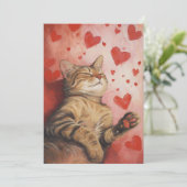 Happy Valentines Day Cat Feestdagenkaart (Staand voorkant)