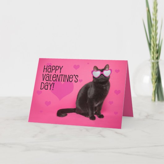 Happy Valentine's Day Cat in Glasses Humor Feestdagen Kaart (Voorkant)