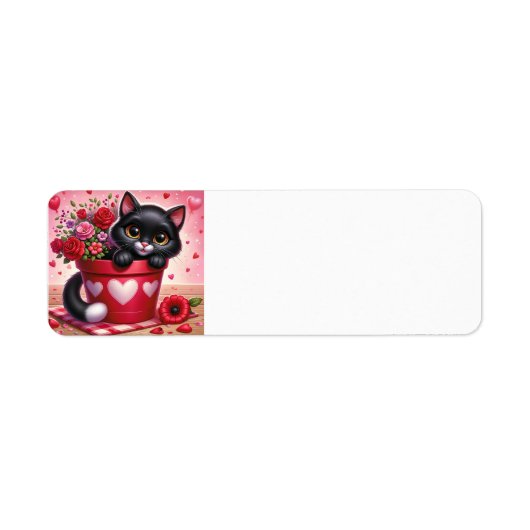 Happy Valentine's Day Cat retour adreslabel Etiket (Voorkant)