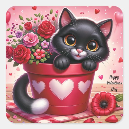 Happy Valentine's Day Cat sticker (Voorkant)