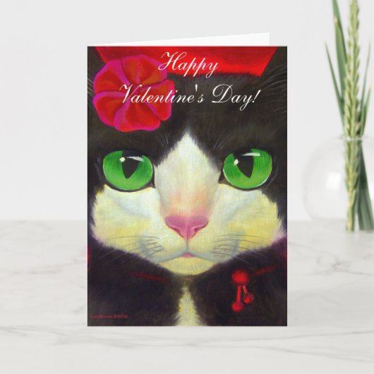 Happy Valentine's Day Cat Tuxedo Black and White Feestdagen Kaart (Voorkant)