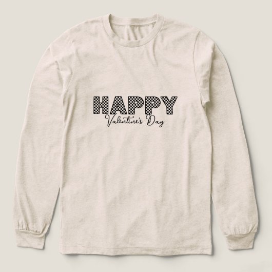 'Happy Valentine's Day' Checkered Letters Fun Cozy Tri-Blend Shirt (Voorkant)