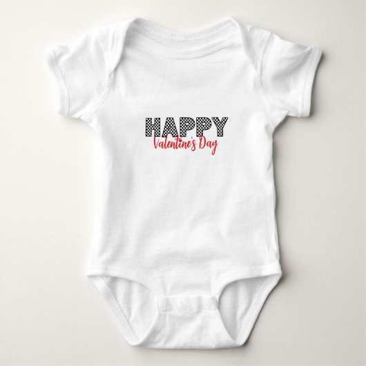 'Happy Valentine's Day' Checkered Letters Fun Love Romper (Voorkant)